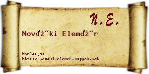 Nováki Elemér névjegykártya