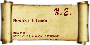 Nováki Elemér névjegykártya